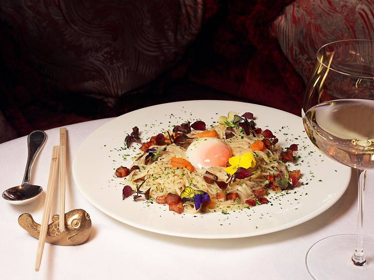 Sea urchin carbonara at Park Chinois
