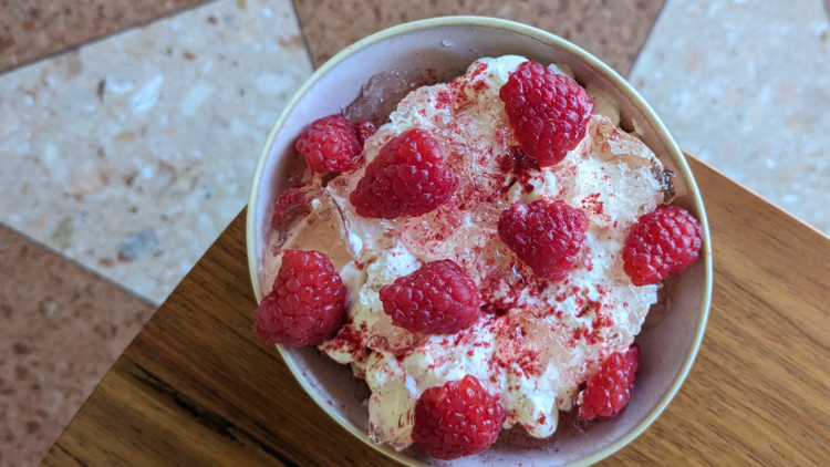A raspberry dessert at Such and Such